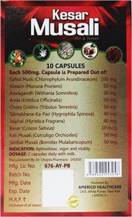 Buy Dr Chopra Kesar Musali Capsule Online